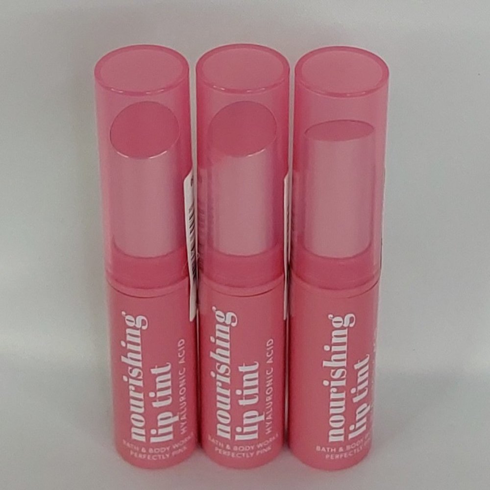 BATH & BODY WORKS 'PERFECTLY~PINK' NOURISHING LIP TINT 3-PIECE SET - Picture 9 of 14
